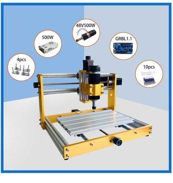 ⁦מכונת חיתוך בלייזר CNC 3018 משטח חצי מטר, ולייזר 40W + משטח כרסומת⁩ – תמונה ⁦2⁩